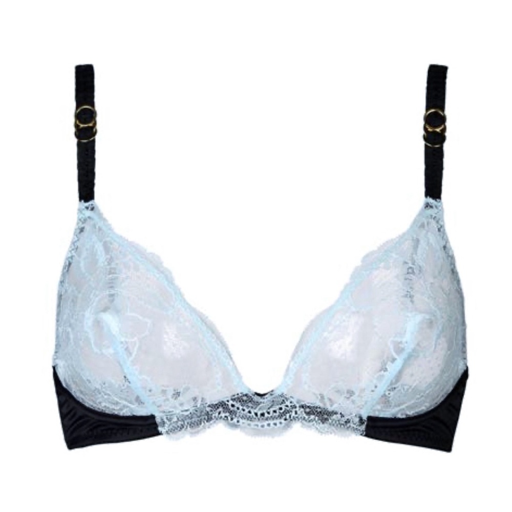 STELLA MCCARTNEY blue black sheer lace unlined Julia Stargazing Demi Wire Bra